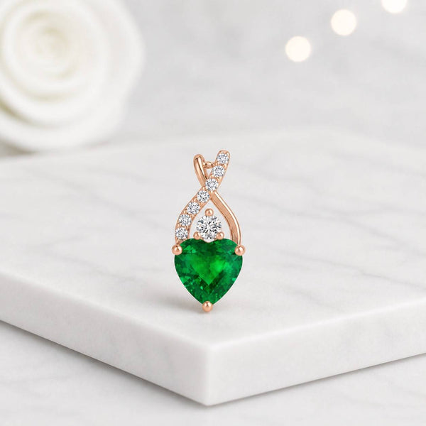 emerald pendant green pendant heart pendant gold pendant gemstone pendant women pendant necklace charm fine jewelry