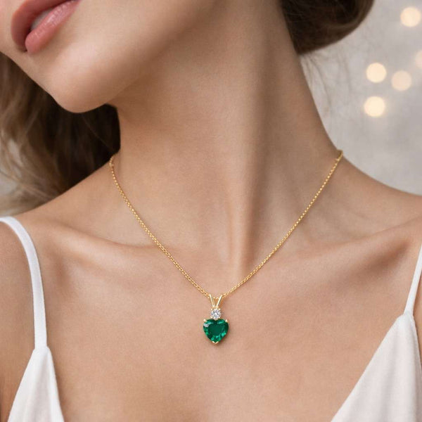 emerald pendant heart shape pendant green gemstone pendant gold jewelry pendant solitaire necklace fine pendant luxury jewelry elegant necklace