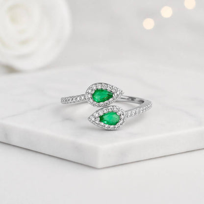 emerald ring diamond halo ring natural emerald ring lab emerald ring green crystal ring gemstone jewelry ring