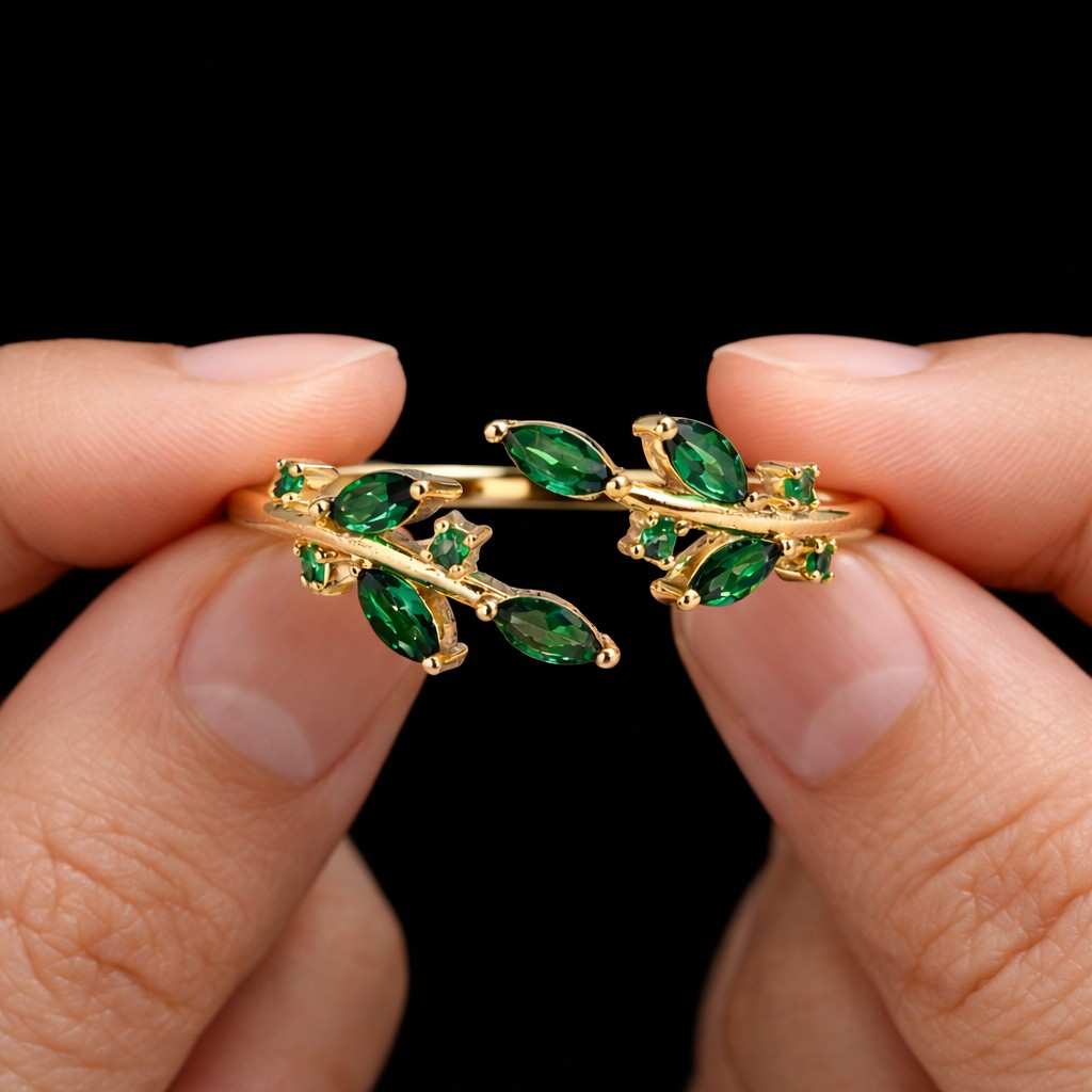 emerald ring green gemstone ring emerald jewelry green crystal ring natural emerald ring lab emerald ring