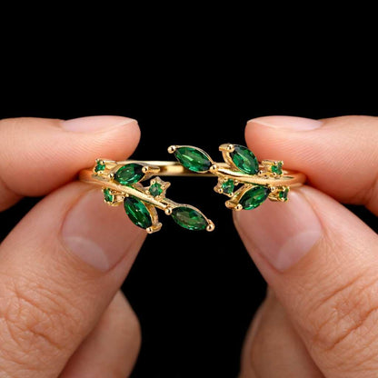emerald ring green gemstone ring emerald jewelry green crystal ring natural emerald ring lab emerald ring