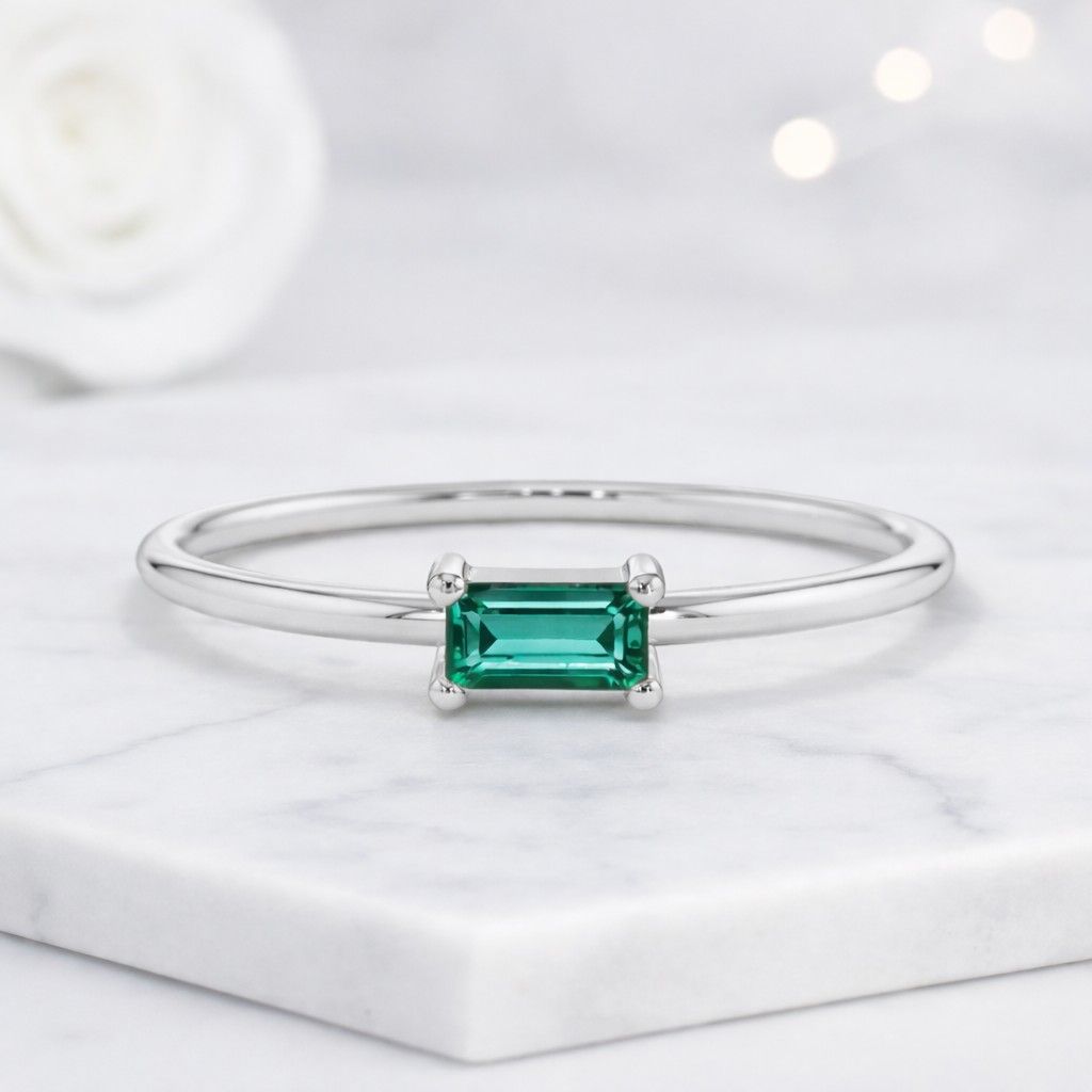 emerald ring green stone ring gold ring solitaire ring thin band ring dainty ring minimalist ring stacking ring promise ring women ring petite ring delicate ring gemstone ring