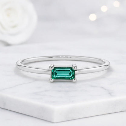emerald ring green stone ring gold ring solitaire ring thin band ring dainty ring minimalist ring stacking ring promise ring women ring petite ring delicate ring gemstone ring