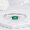 14K Yellow Gold Baguette Cut Emerald Gemstone Solitaire Ring
