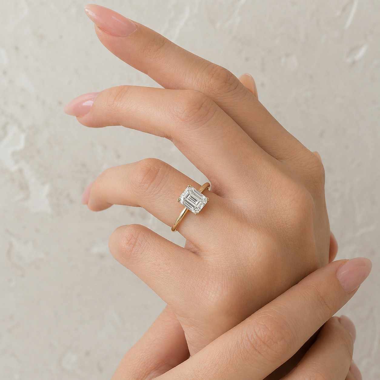 emerald solitaire ring emerald engagement ring rectangular ring bezel look ring claw prong ring petite ring skinny band ring high setting ring cathedral ring classic solitaire ring