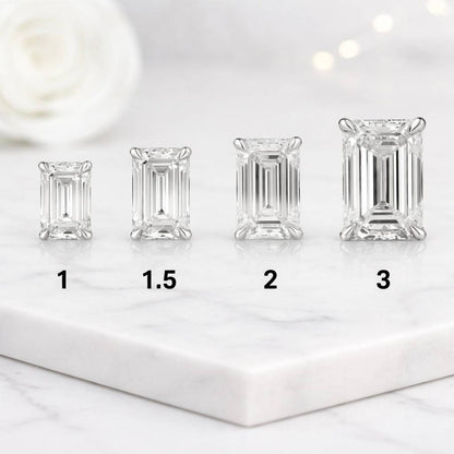 emerald stud earrings lab diamond studs rectangular earrings lab created earrings rose gold studs elegant jewelry