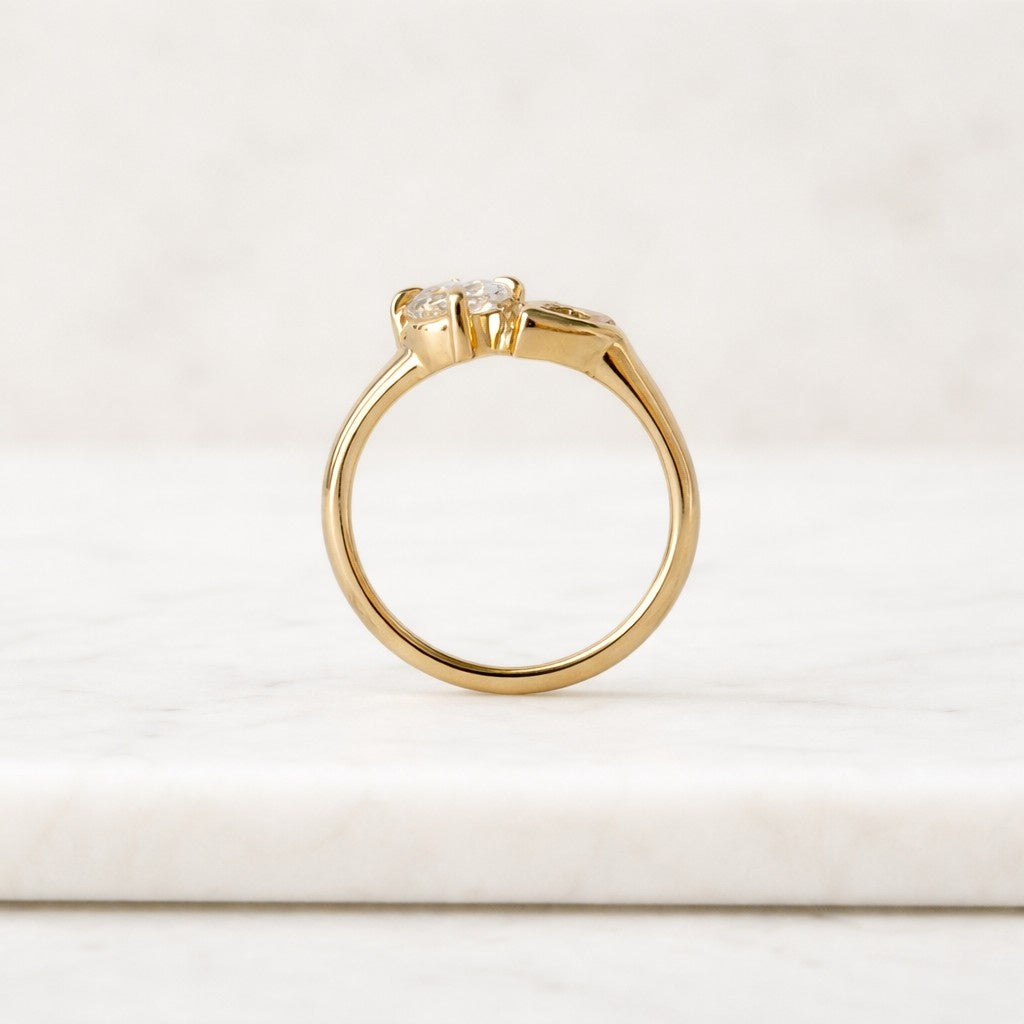elongated old mine cushion and champagne pear lab grown diamond ring order for addy