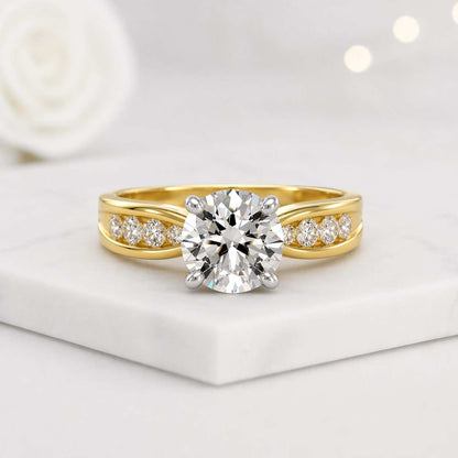 engagement ring solitaire ring gold ring round ring diamond ring promise ring bridal ring wedding ring statement ring luxury ring fine jewelry women ring split shank ring