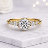 Round Cut Lab Grown Diamond Five Stone Engagement Ring