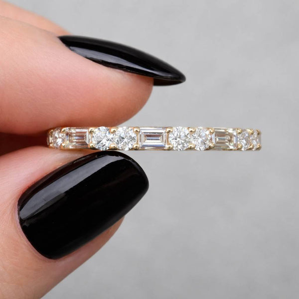 eternity band gold eternity ring baguette diamond ring round diamond ring mixed cut ring slim eternity ring