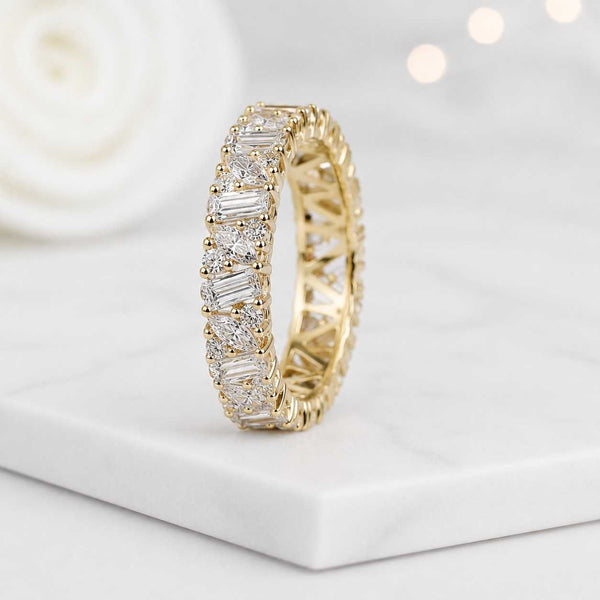 eternity ring wedding band diamond band gold ring stackable ring anniversary band half eternity full eternity shared prong ring baguette ring