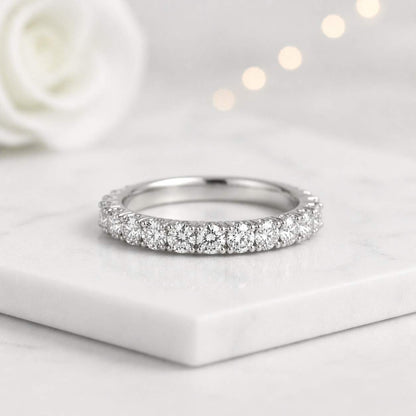 eternity round diamond ring prong set ring elegant band simple ring luxury jewelry fine ring daily ring modern ring