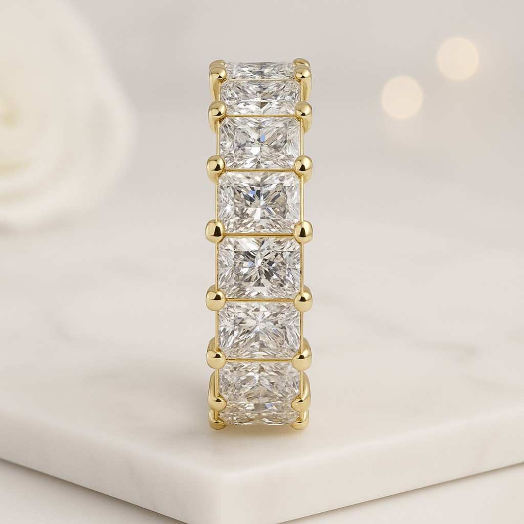 eternity square diamond continuous band full band eternity jewelry wedding stack bridal stack ring for her luxury band classic band elegant band sparkling band refined ring