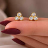 Round Lab Grown Diamond Bezel Cluster Stud Earrings
