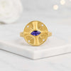 Marquise Cut Tanzanite Signet Ring with Round Diamond Accents