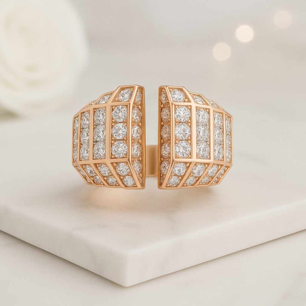 fashion ring unique ring pave ring sparkling ring cocktail ring elegant ring fine jewelry artisan ring handcrafted ring polished ring comfort fit ring