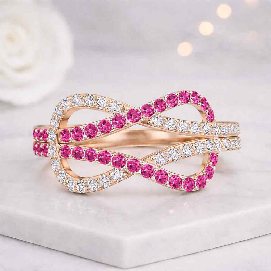feminine ring luxury ring eye catching ring pink crystal ring white crystal ring band ring jewelry gift ring lover gift ring women jewelry fashion jewelry pink band silver band