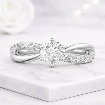 feminine ring stylish jewelry crystal jewelry round cut ring prong ring sparkling ring statement jewelry fashion jewelry wedding ring bridal accessory romantic jewelry anniversary jewelry