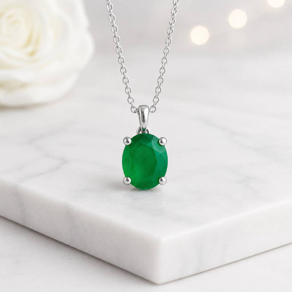 fine necklace elegant necklace daily necklace classic pendant simple pendant dainty pendant oval gemstone prong setting silver chain gift