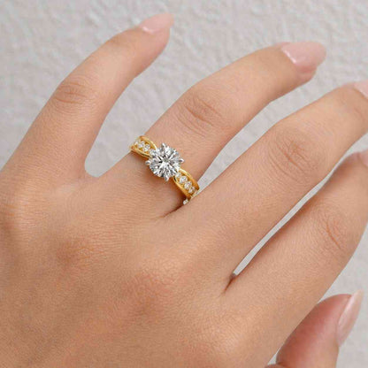 fine ring luxury accessory classic jewelry yellow band ring polished band ring secure setting ring with diamonds elegant band ring statement jewelry heirloom ring