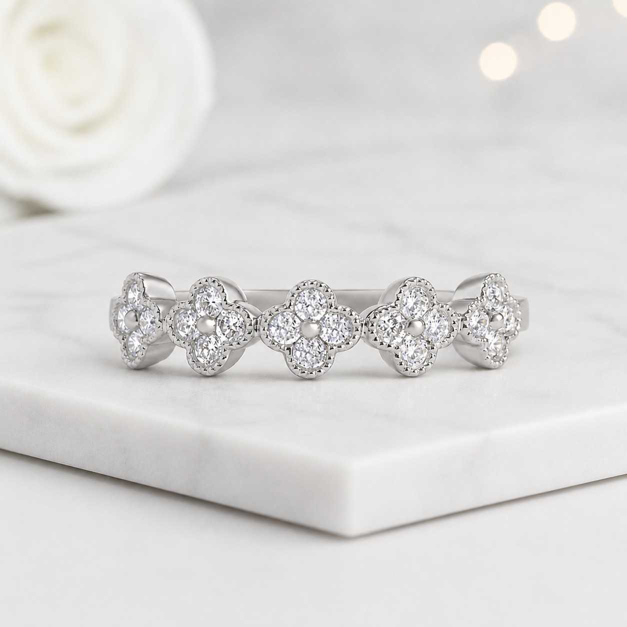 floral wedding ring flower wedding band flower eternity ring floral stacking ring dainty wedding band floral promise ring floral anniversary ring