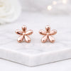 Solid Rose Gold Daisy Flower Stud Earrings Minimal Floral Earrings