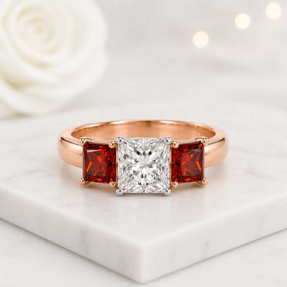garnet ring red garnet ring natural garnet ring january birthstone ring gemstone ring red gemstone ring white gemstone ring clear stone ring gemstone engagement ring