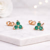 Round Green Gemstone Cluster Stud Earrings in Rose Gold