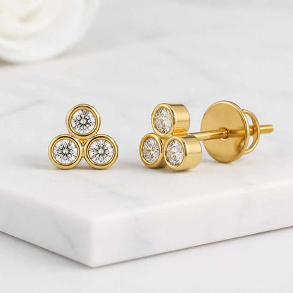 geometric cluster small diamond studs stylish earrings gift for women delicate studs office jewelry daily earrings stacking earrings clean design studs