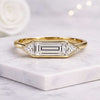 Baguette Cut Lab Grown Diamond Ring with Trilliant Side Stones