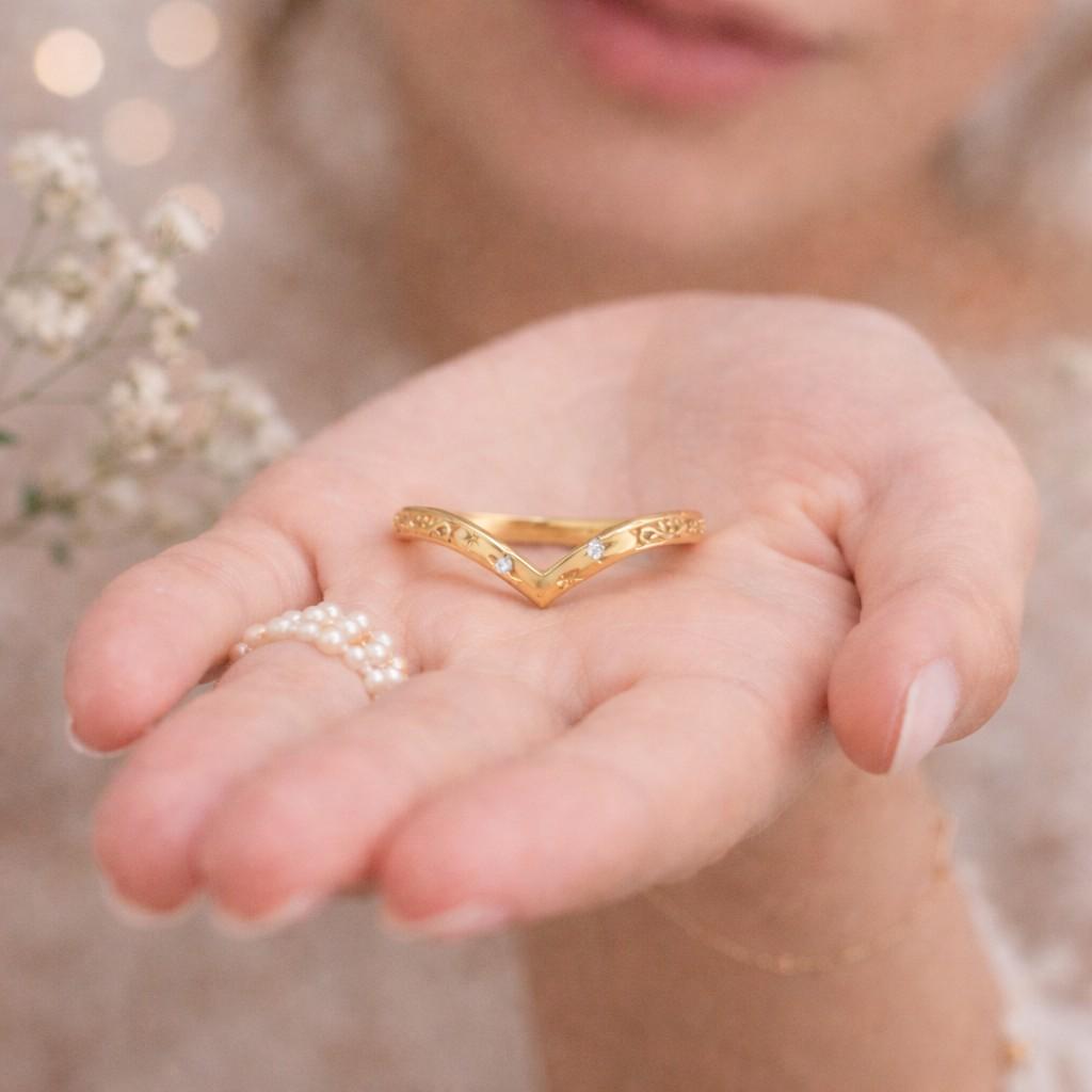 geometric ring pointed ring v shape open curve soft curve angled ring contour style chevron style wishbone style shadow band nesting band