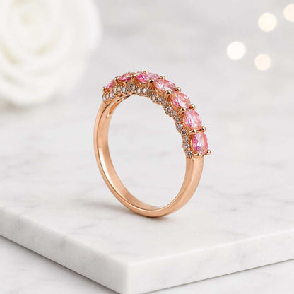 gift for her luxury jewelry polished band shared claw ring sparkle band colorful band feminine jewelry pink fashion ring stack ring wedding