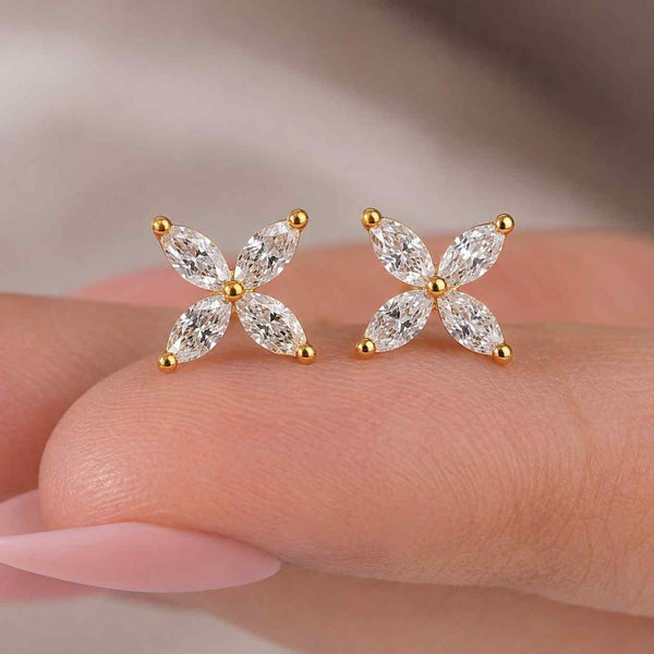 gift for women chic earrings luxury studs tiny flower studs modern jewelry simple studs classic studs ear stack earrings layering earring