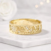 Yellow Gold Floral Lab Grown Diamond Wedding Band