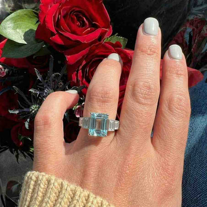 gold band ring gold handmade ring gold custom ring gold gift ring gold luxury ring gold women ring gold fine jewelry gold gemstone jewelry gold ring setting gold prong ring gold rectangular ring gold aquamarine ring