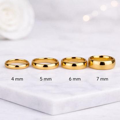 gold band ring wedding band ring plain gold ring dome band ring comfort fit ring polished ring