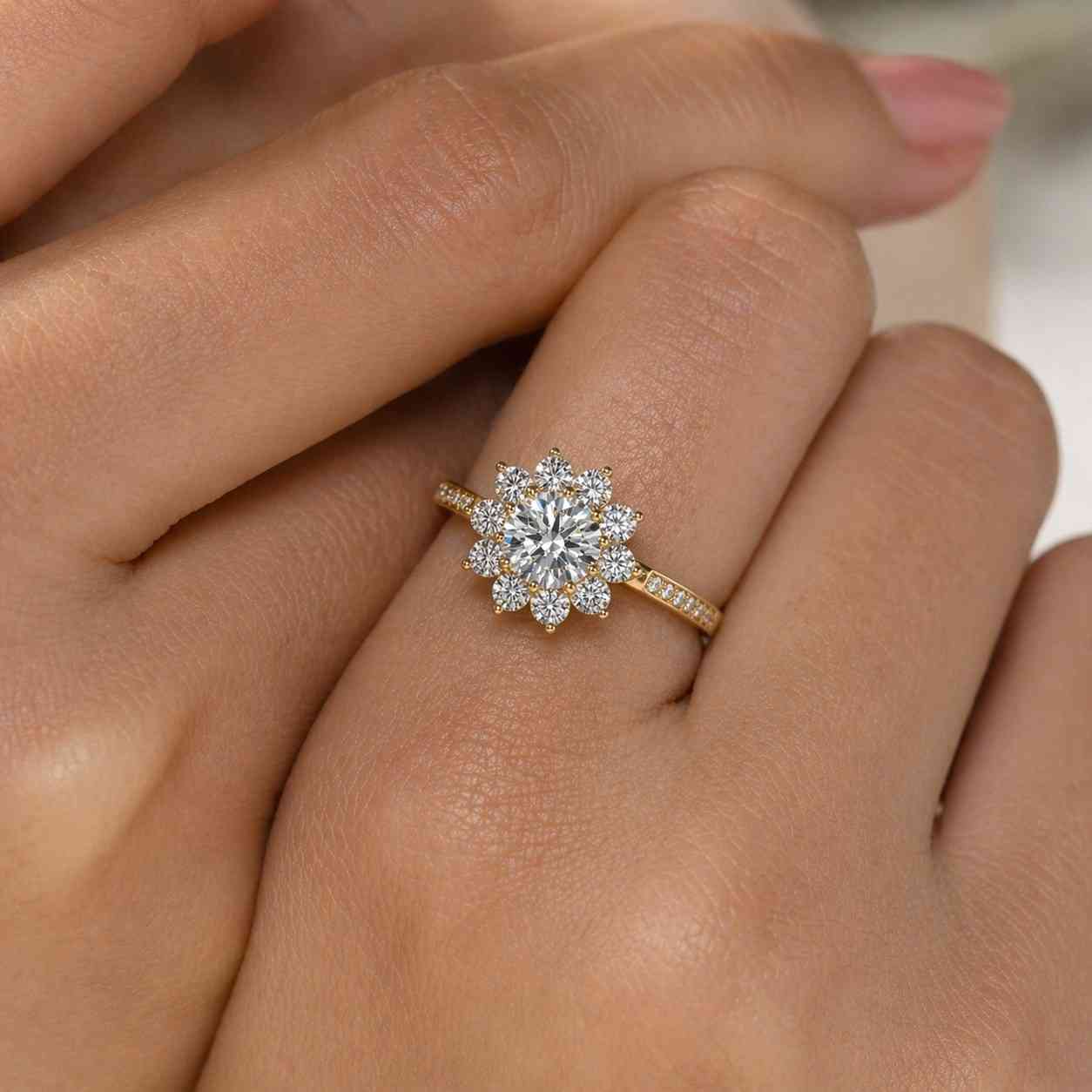 gold cluster ring gold statement ring gold promise ring gold wedding ring gold band ring luxury gold ring fine gold ring handmade gold ring classic gold ring