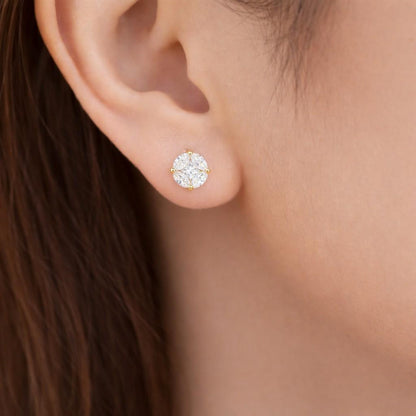 gold earrings diamond earrings moissanite earrings lab diamond earrings stud earrings round earrings cluster earrings