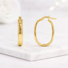 14K Yellow Gold Oval Hoop Earrings