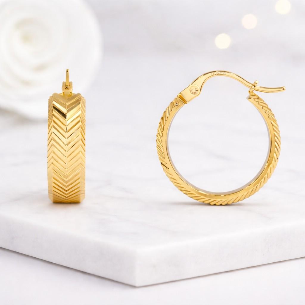 gold hoop earrings textured hoop earrings chevron earrings herringbone earrings patterned hoop earrings geometric earrings
