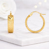 14K Gold Textured Chevron Hoop Earrings