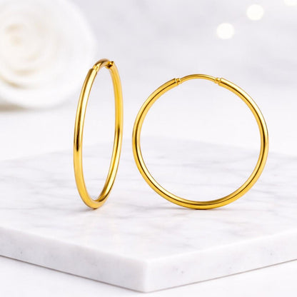 gold hoop earrings thin hoop earrings classic hoop earrings round hoop earrings endless hoop earrings sleeper hoop earrings polished hoop earrings shiny hoop earrings simple hoop earrings everyday earrings