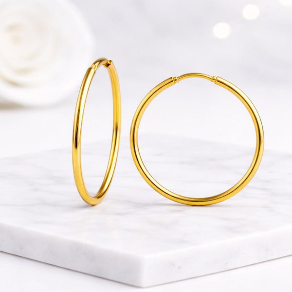 gold hoop earrings thin hoop earrings classic hoop earrings round hoop earrings endless hoop earrings sleeper hoop earrings polished hoop earrings shiny hoop earrings simple hoop earrings everyday earrings