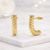Gold Twisted Hoop Earrings for Women