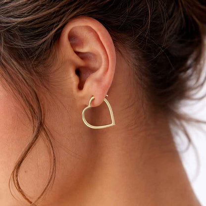 gold hoops everyday earrings polished earrings shiny earrings sleek earrings thin hoop earrings hollow heart earrings love earrings