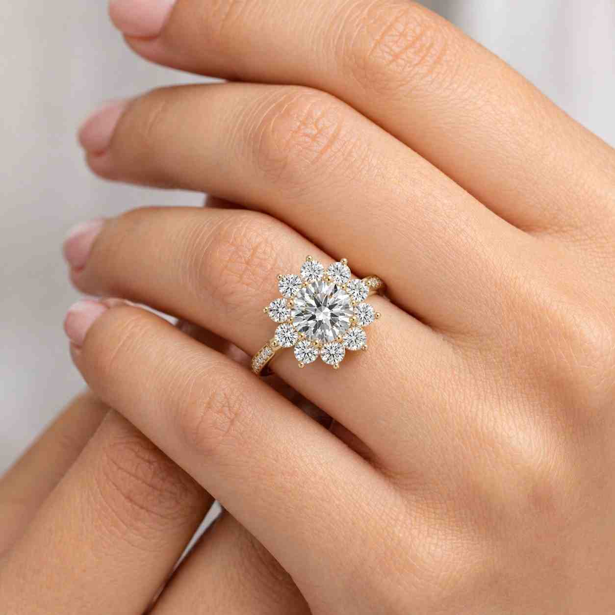 gold ring 14k gold ring 18k gold ring yellow gold ring solid gold ring real gold ring gold jewelry gold engagement ring gold bridal ring gold halo ring gold flower ring