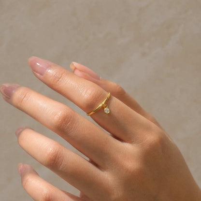 gold ring dainty ring charm ring dangle ring stacking ring thin band ring minimalist ring bezel ring crystal ring delicate ring womens ring finger ring everyday ring simple ring tiny charm ring modern ring sleek ring