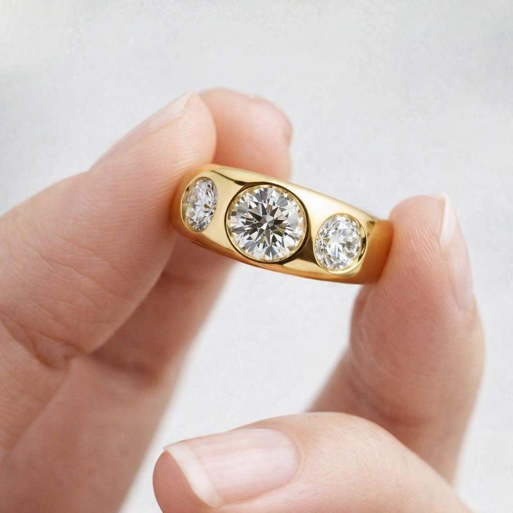 gold ring diamond ring bezel ring thick band ring statement jewelry luxury ring modern jewelry fine ring bridal jewelry wedding jewelry engagement jewelry gold statement ring dome band ring