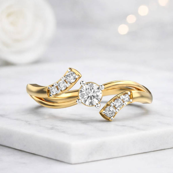 gold ring diamond ring open ring bypass ring twisted band wave ring curved ring modern ring women ring promise ring fine jewelry dainty ring minimal ring elegant ring