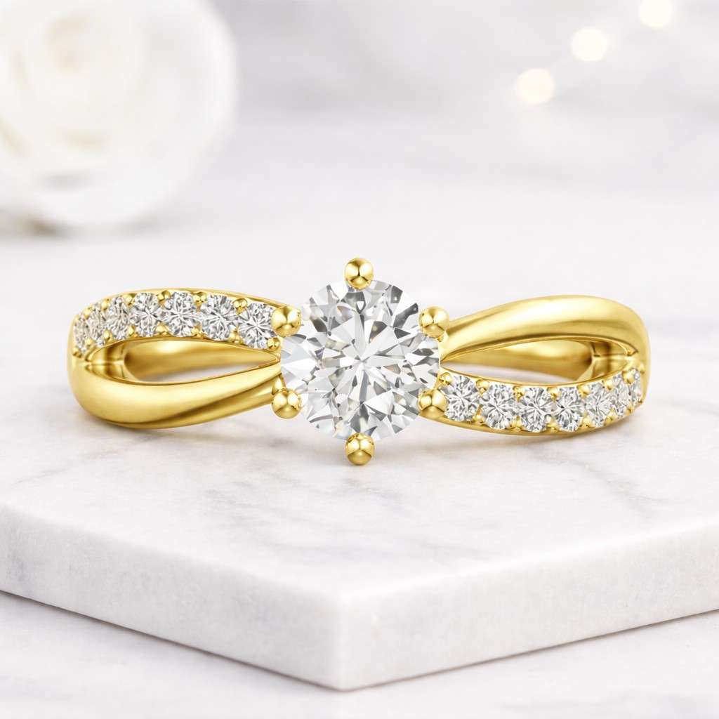 gold ring engagement ring solitaire ring twisted band ring pave ring diamond ring promise ring bridal ring luxury ring women ring fine jewelry statement ring elegant ring